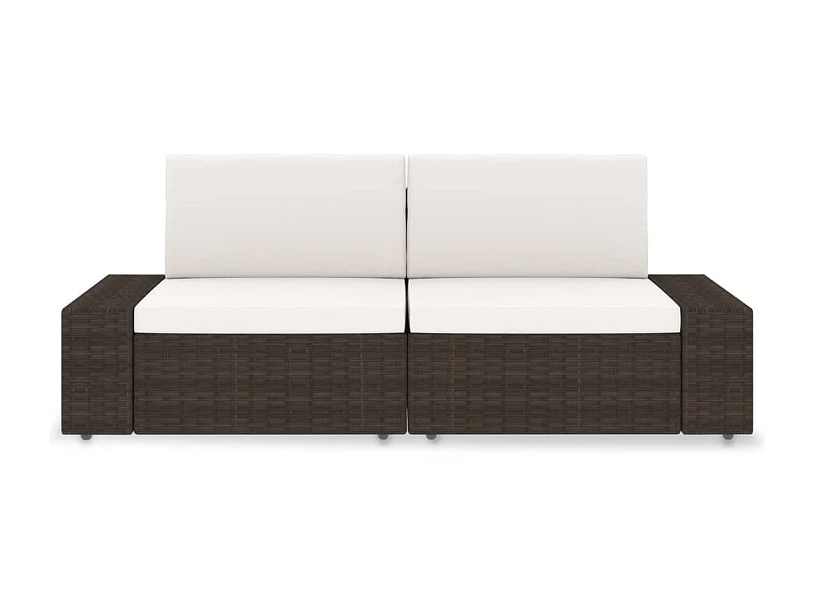 Modulares 2-Sitzer-Sofa | Wohnzimmersofa Poly Rattan Braun -gkd798011
