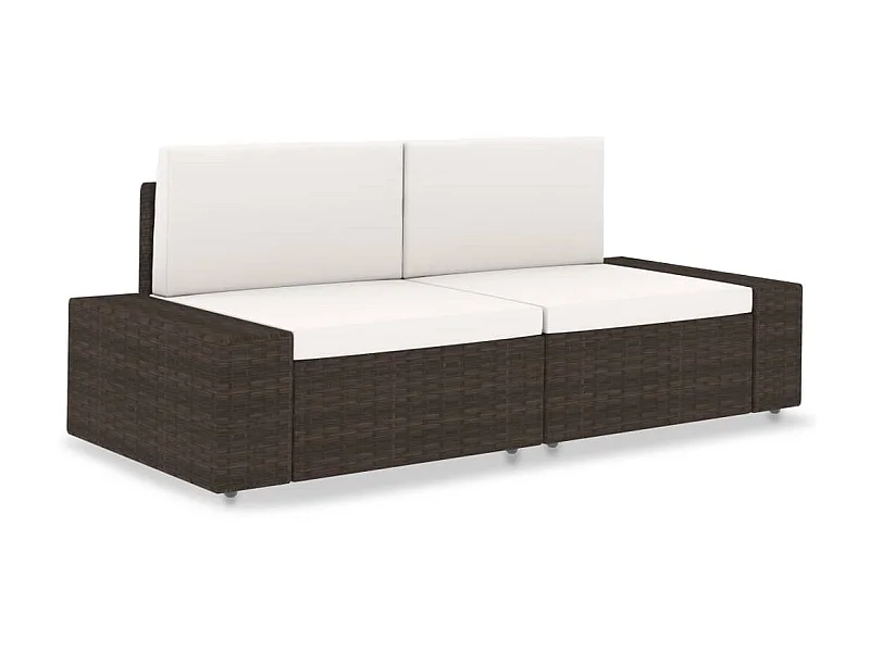Modulares 2-Sitzer-Sofa | Wohnzimmersofa Poly Rattan Braun -gkd798011
