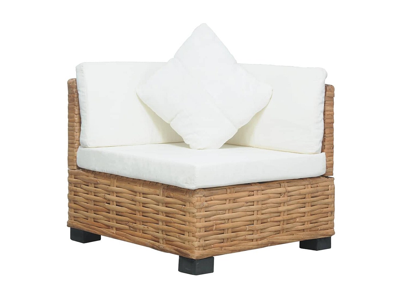 Poltrona Angolare Da Giardino In Polyrattan E Legno Eucalipto - Cuscino Incluso - VidaXL - 2