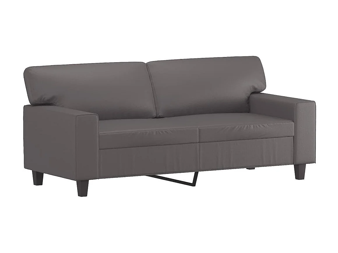2-Sitzer-Sofa | Wohnzimmersofa mit Zierkissen Grau 140 cm Kunstleder -gkd227114