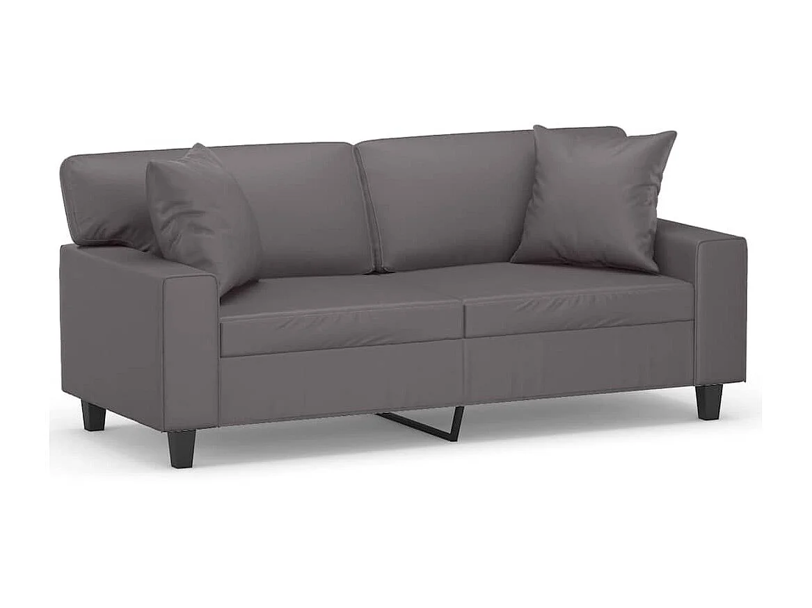 2-Sitzer-Sofa | Wohnzimmersofa mit Zierkissen Grau 140 cm Kunstleder -gkd227114