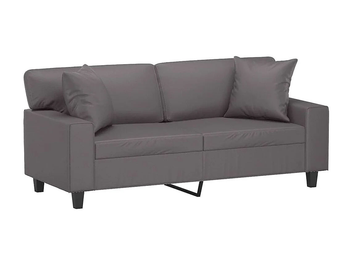 2-Sitzer-Sofa | Wohnzimmersofa mit Zierkissen Grau 140 cm Kunstleder -gkd227114
