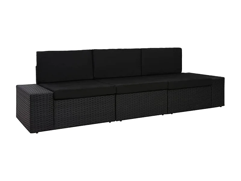 Modulares 3-Sitzer-Sofa | Wohnzimmersofa Poly Rattan Schwarz -gkd522472