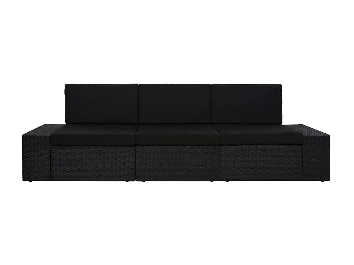 Modulares 3-Sitzer-Sofa | Wohnzimmersofa Poly Rattan Schwarz -gkd522472
