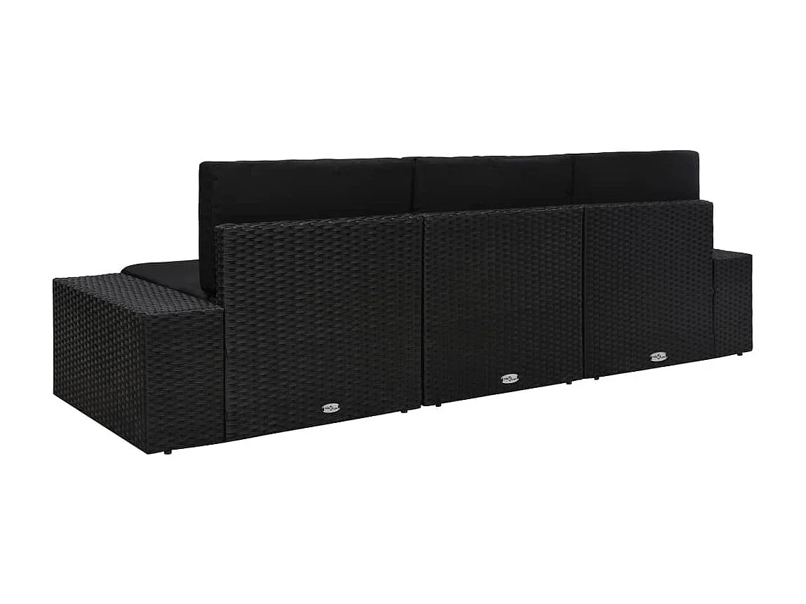 Modulares 3-Sitzer-Sofa | Wohnzimmersofa Poly Rattan Schwarz -gkd522472