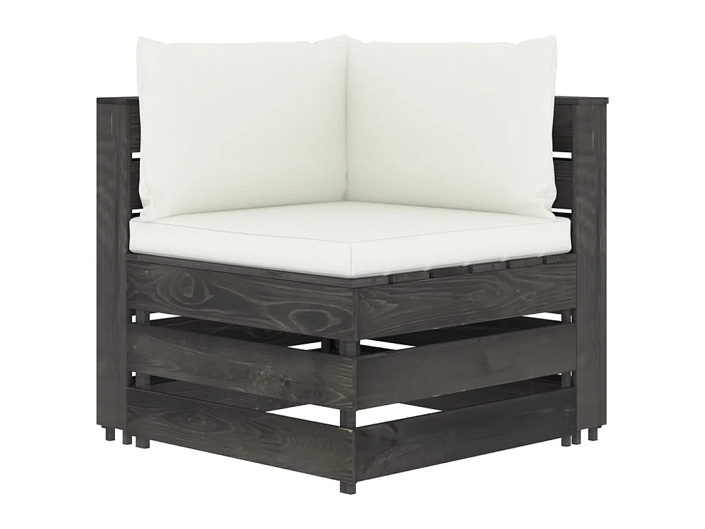 Divano Angolare Modulare con Cuscini in Legno Impregnato Grigio CFW854848