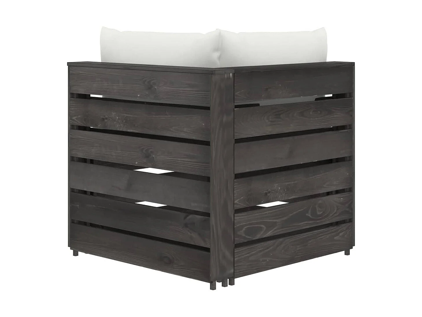 Divano Angolare Modulare con Cuscini in Legno Impregnato Grigio CFW854848