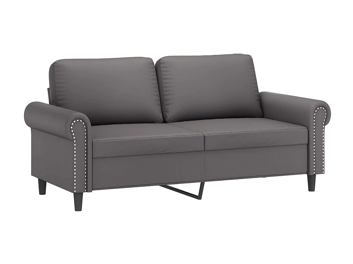 2-Sitzer-Sofa | Wohnzimmersofa mit Zierkissen Grau 140 cm Kunstleder -gkd725014
