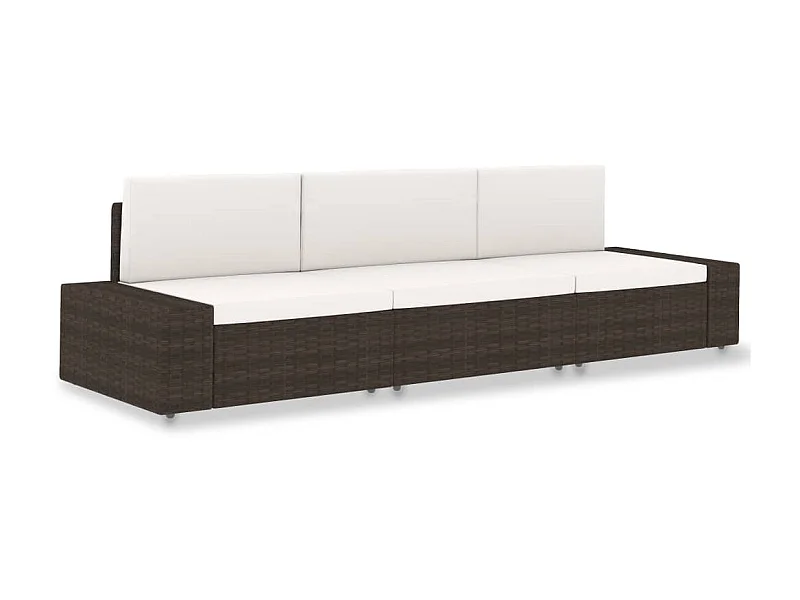 Modulares 3-Sitzer-Sofa | Wohnzimmersofa Poly Rattan Braun -gkd848828