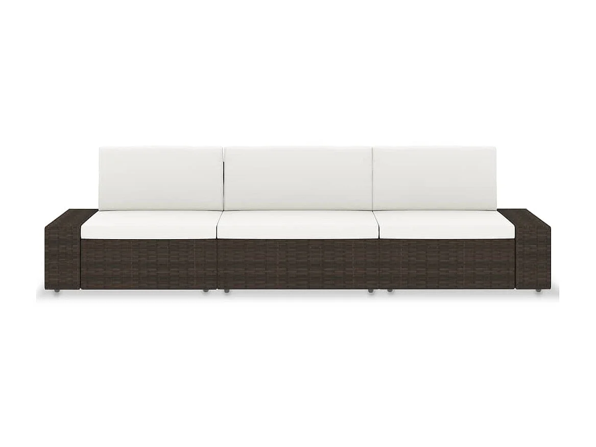 Modulares 3-Sitzer-Sofa | Wohnzimmersofa Poly Rattan Braun -gkd848828