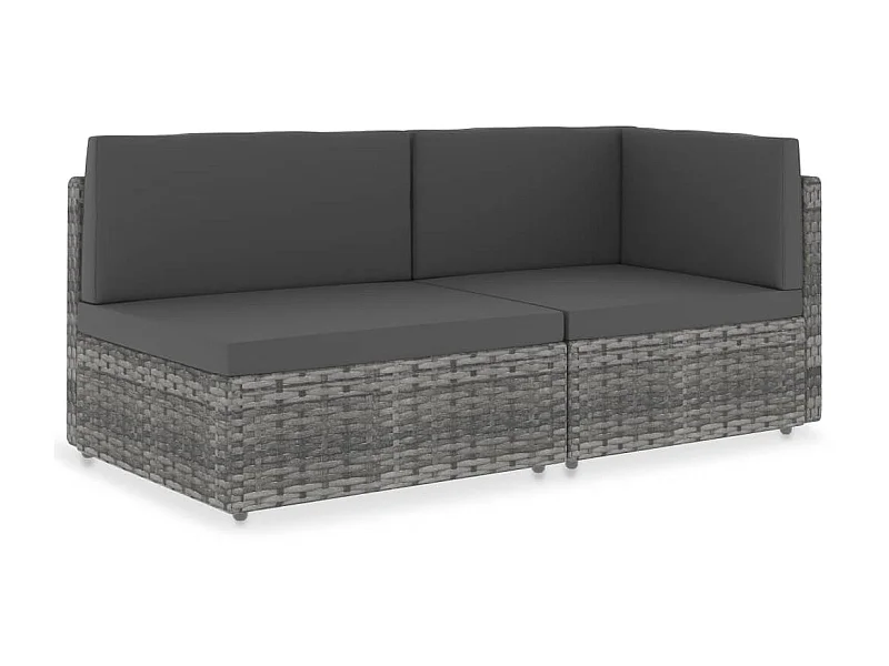 Modulares 2-Sitzer-Sofa | Wohnzimmersofa Poly Rattan Grau -gkd776251