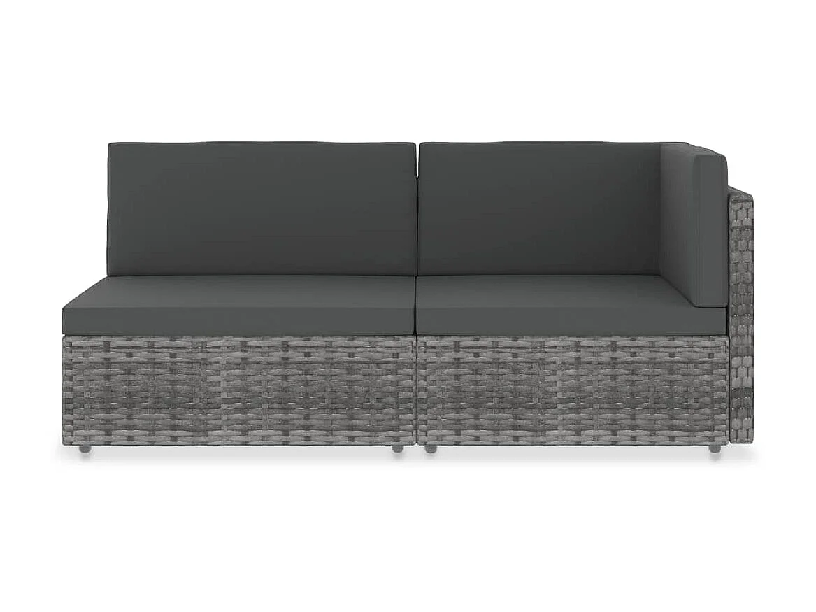 Modulares 2-Sitzer-Sofa | Wohnzimmersofa Poly Rattan Grau -gkd776251