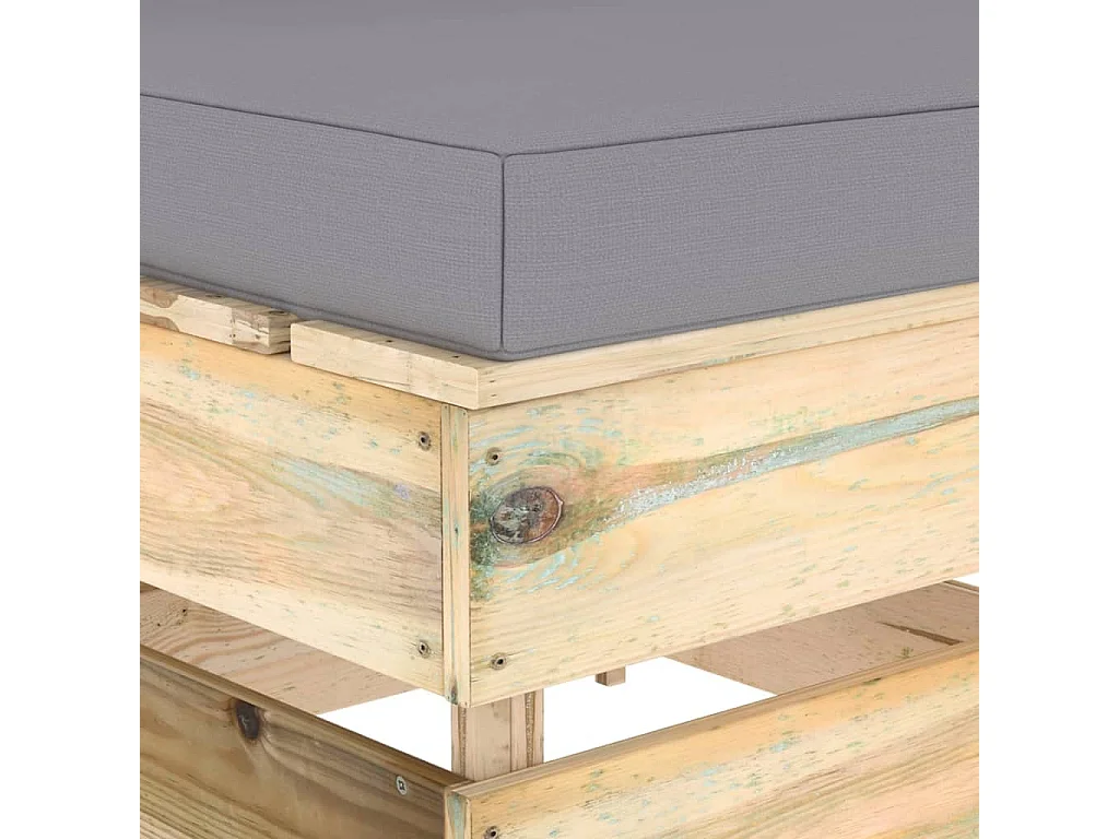 Divano Centrale Modulare con Cuscini in Legno Impregnato Verde CFW637974