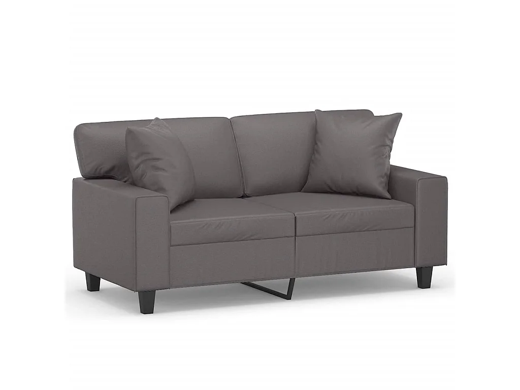 2-Sitzer-Sofa | Wohnzimmersofa mit Zierkissen Grau 120 cm Kunstleder -gkd634143