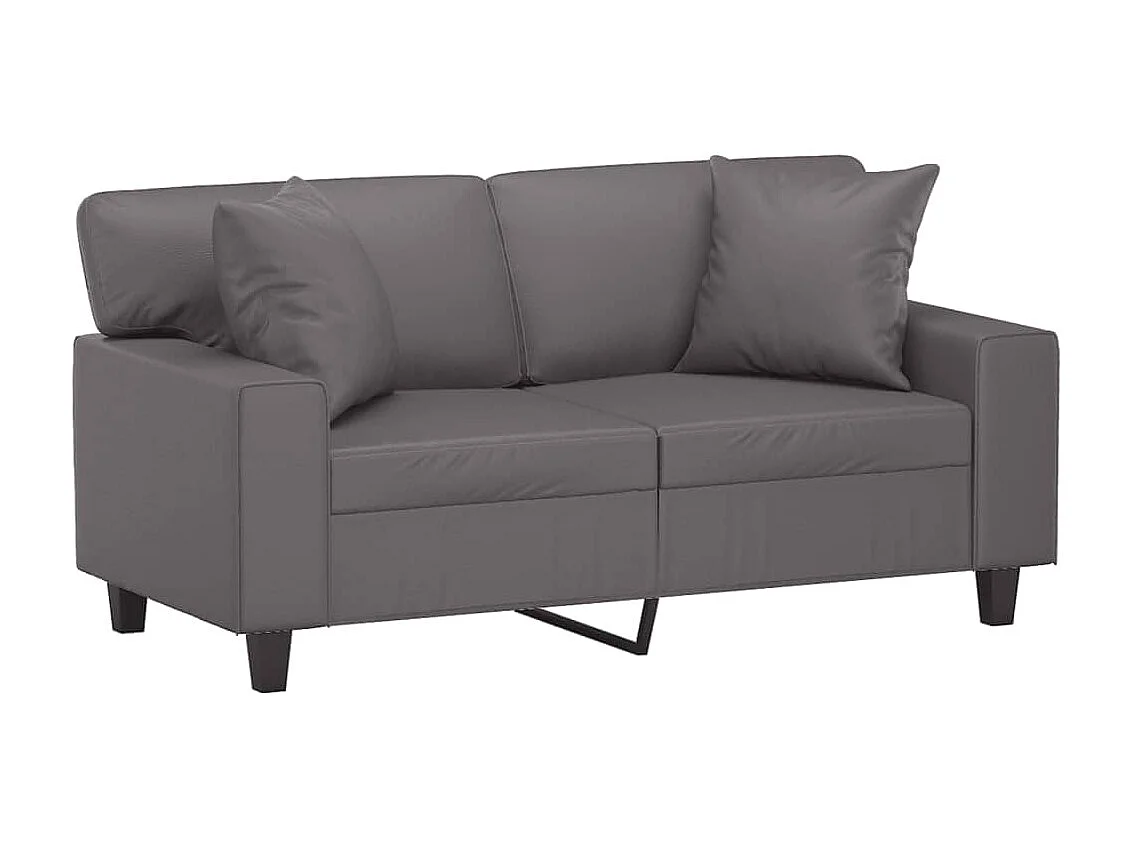 2-Sitzer-Sofa | Wohnzimmersofa mit Zierkissen Grau 120 cm Kunstleder -gkd634143