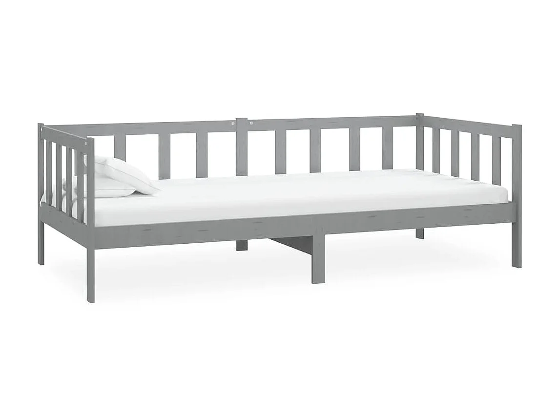 Tagesbett,Sofabett mit Matratze 90x200 cm Grau Kiefer Massivholz -gkd11054