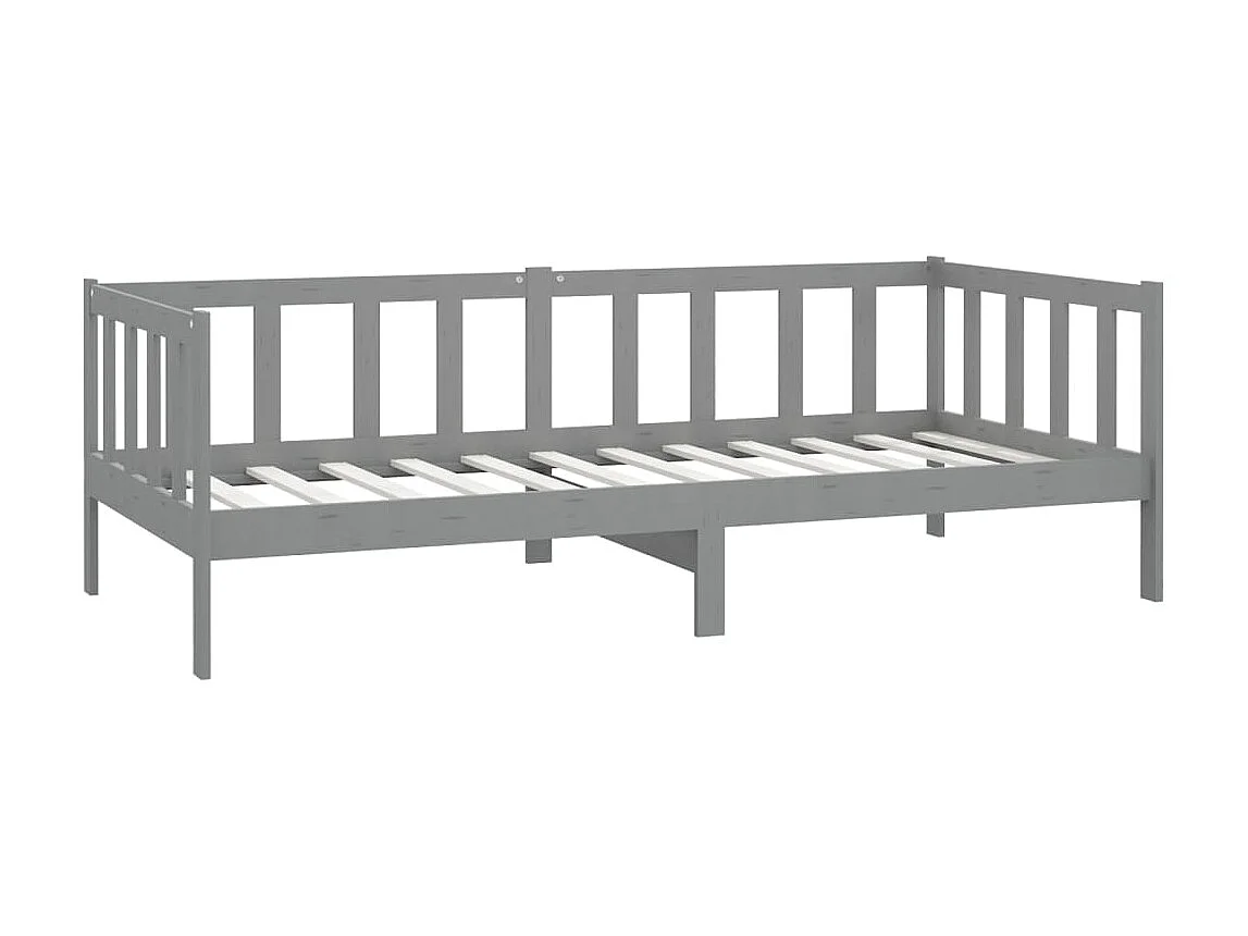 Tagesbett,Sofabett mit Matratze 90x200 cm Grau Kiefer Massivholz -gkd11054