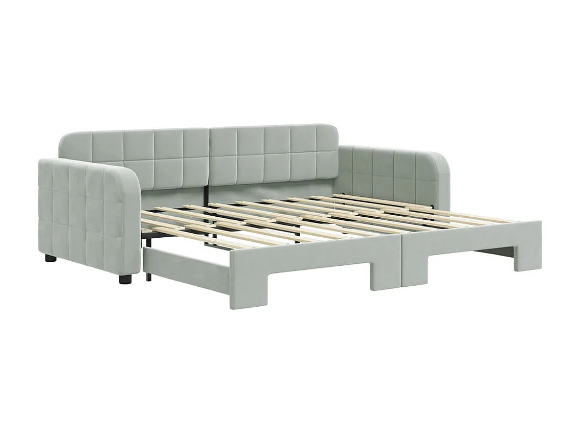 Tagesbett Ausziehbar,Ausziehbett Hellgrau 90x190 cm Samt -gkd98322