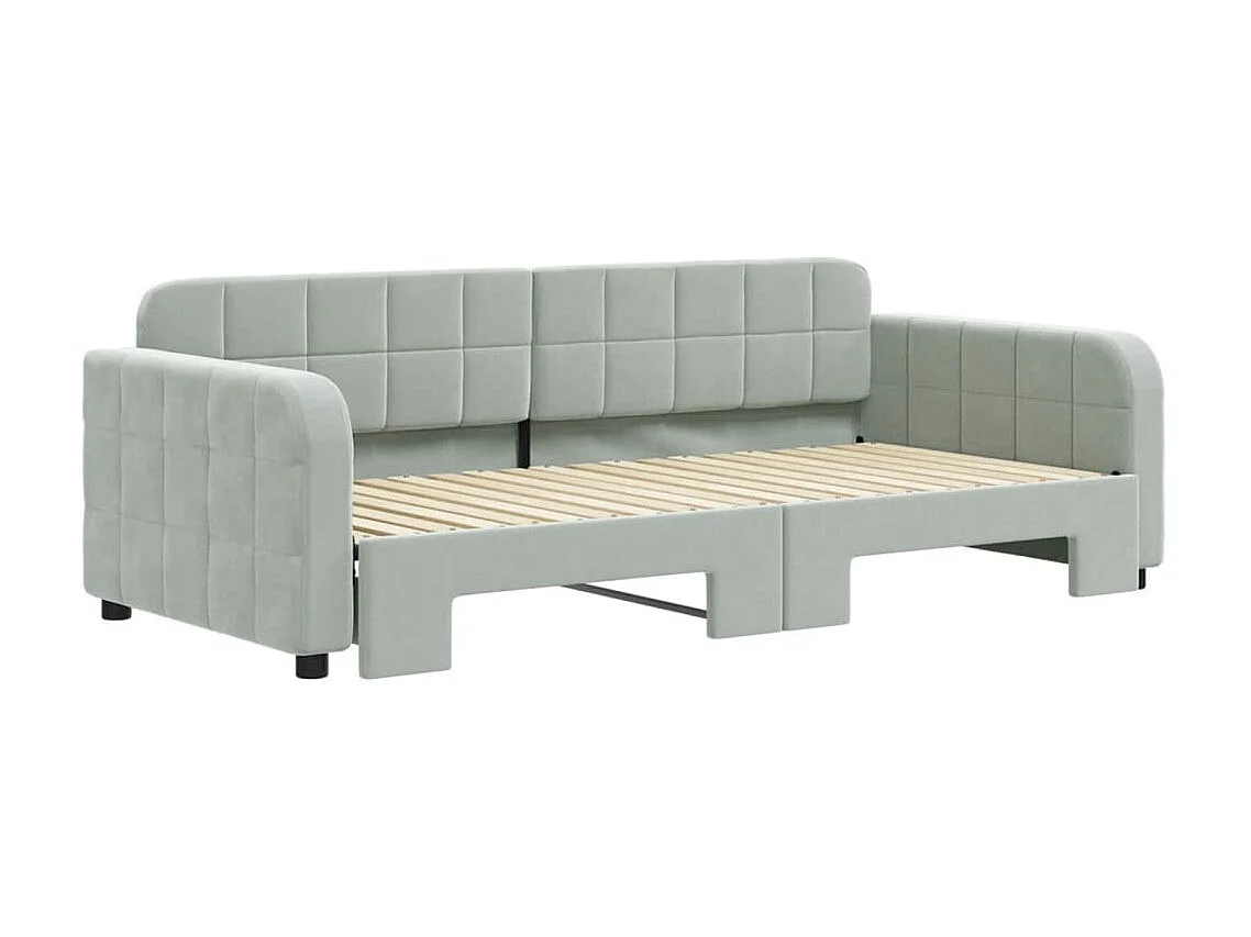 Tagesbett Ausziehbar,Ausziehbett Hellgrau 90x190 cm Samt -gkd98322