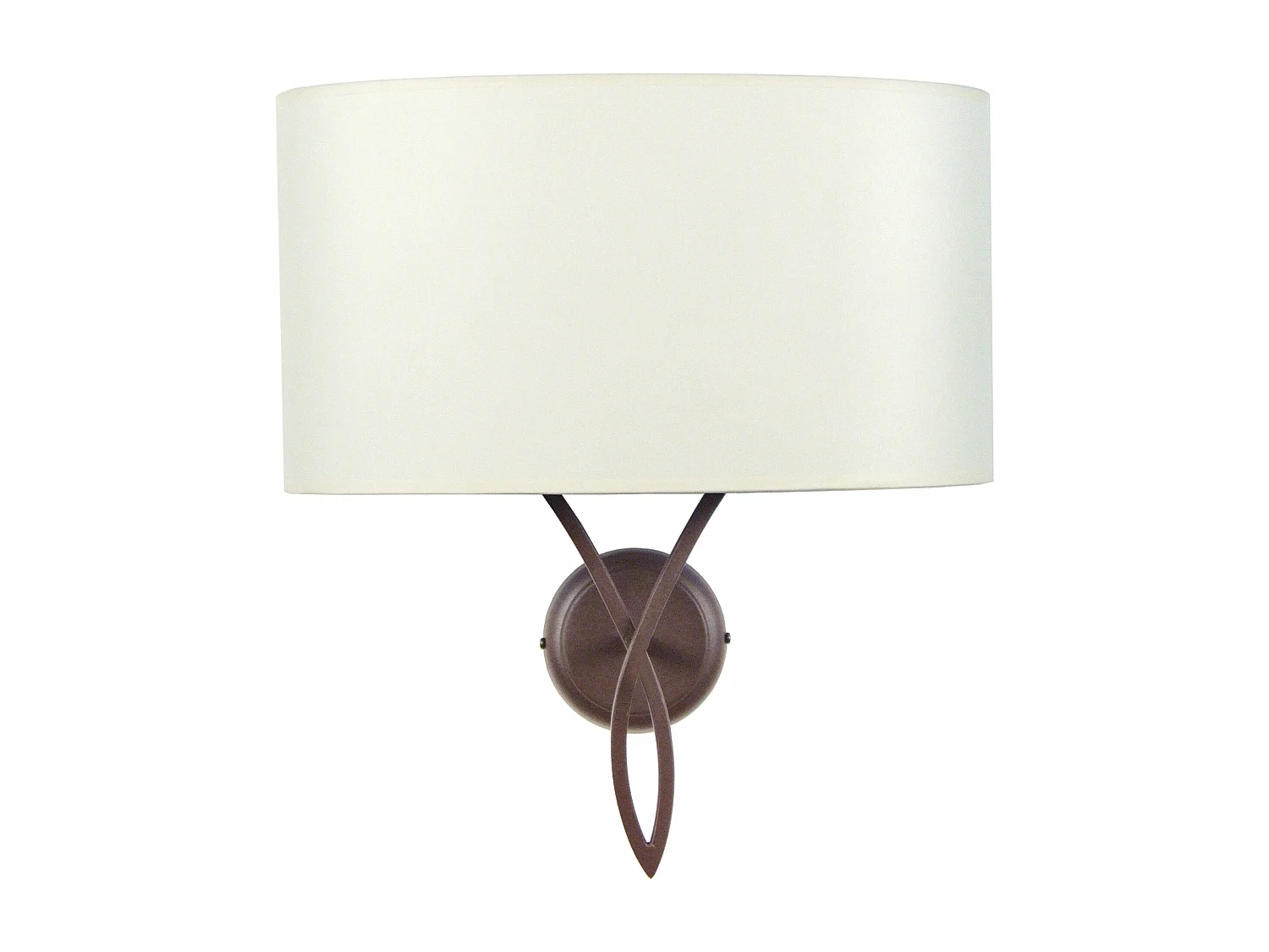 Applique métal marron,,abatjour tissu ivoire 45cm.