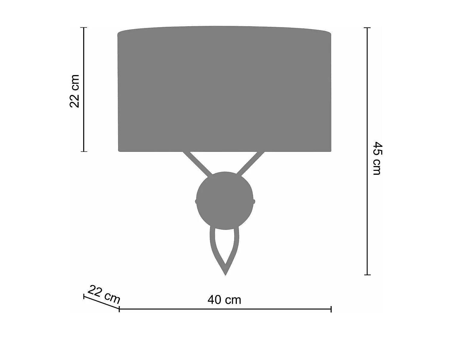 Applique métal marron,,abatjour tissu ivoire 45cm.