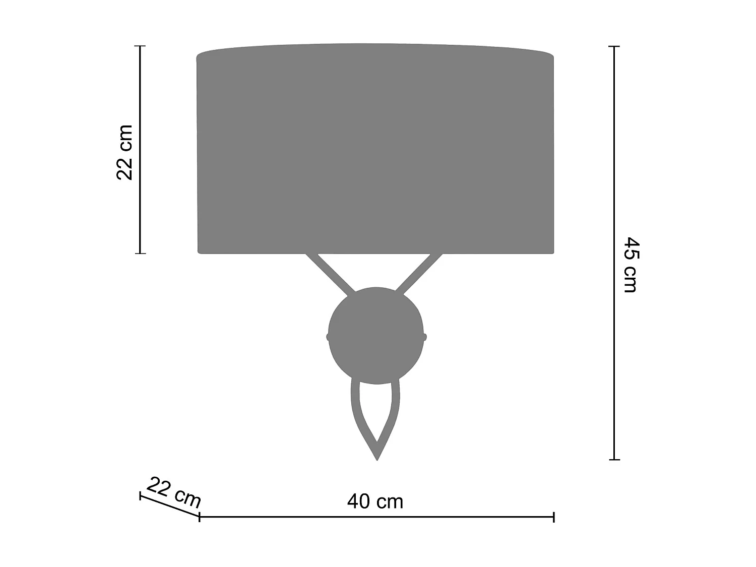 Applique métal marron,,abatjour tissu ivoire 45cm.