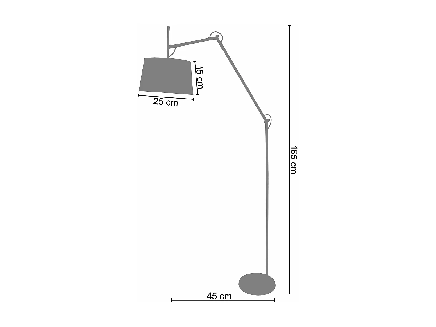 Lampadaire articulé  métal   noir 230 cm.