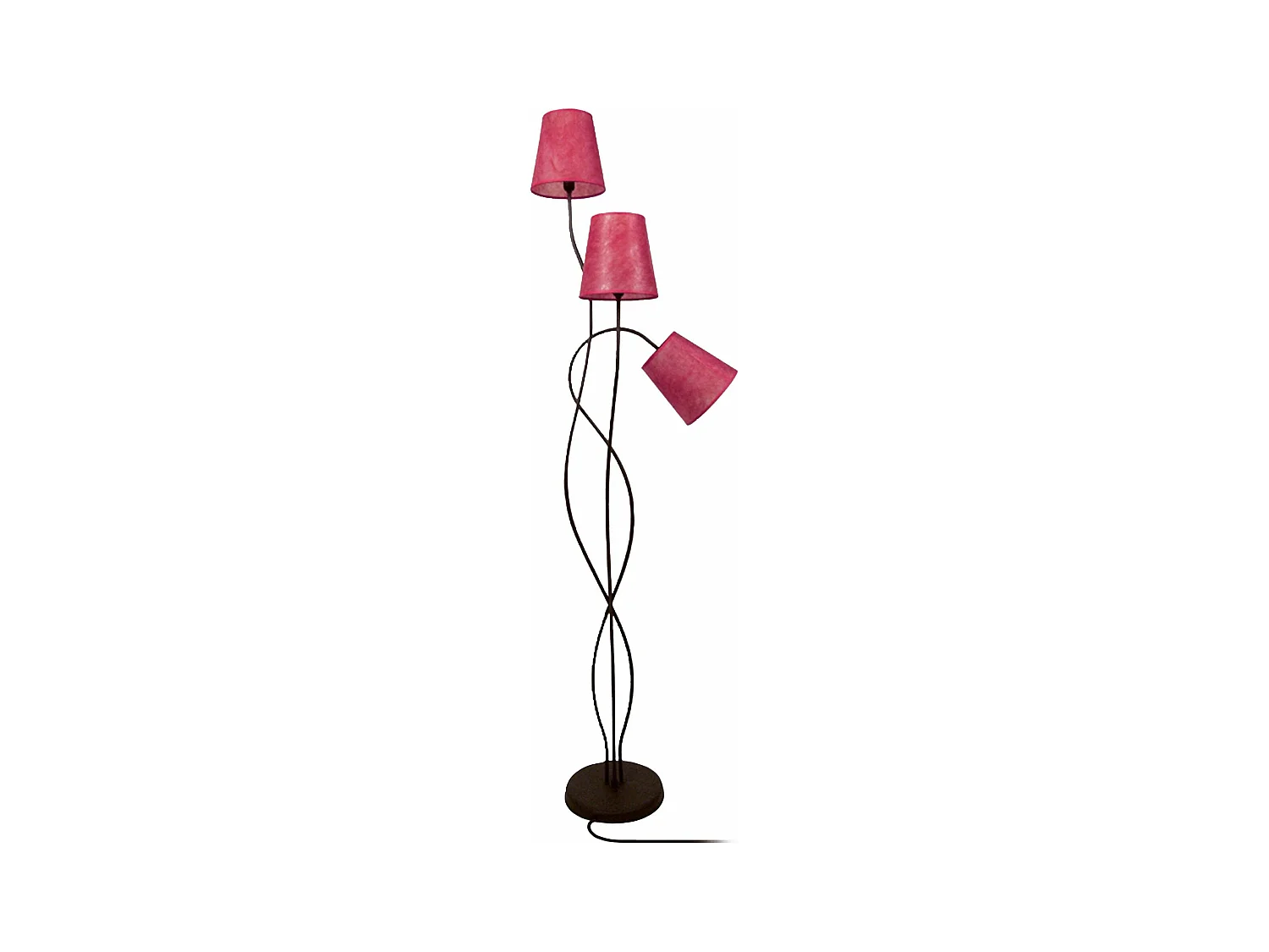 Lampadaire 3 bras métal marron,rouge 153 cm.