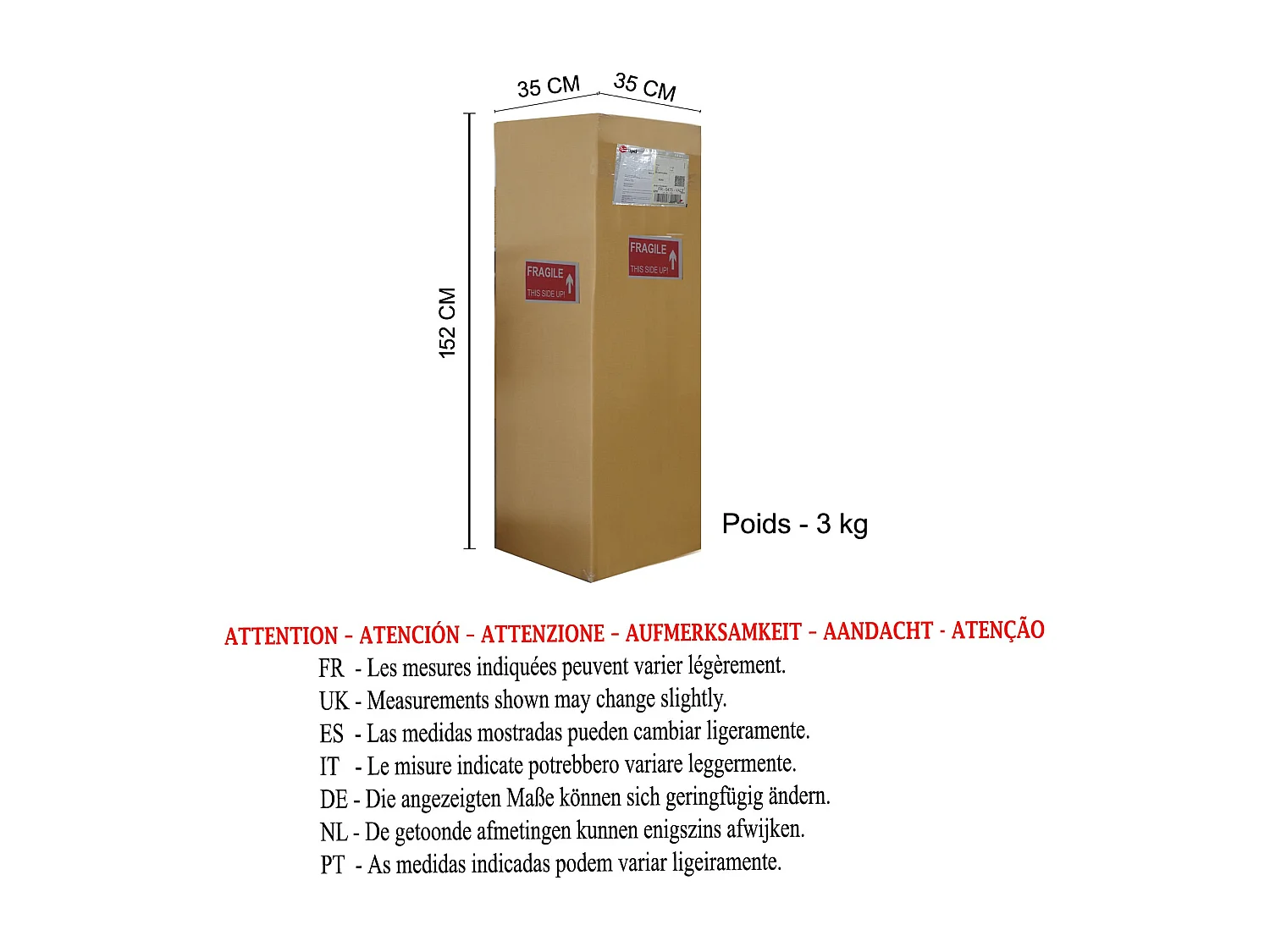 Candeeiro de Pé TOSEL ALFENA CARRÉ tecido certo marfim D30 x  H153  cm