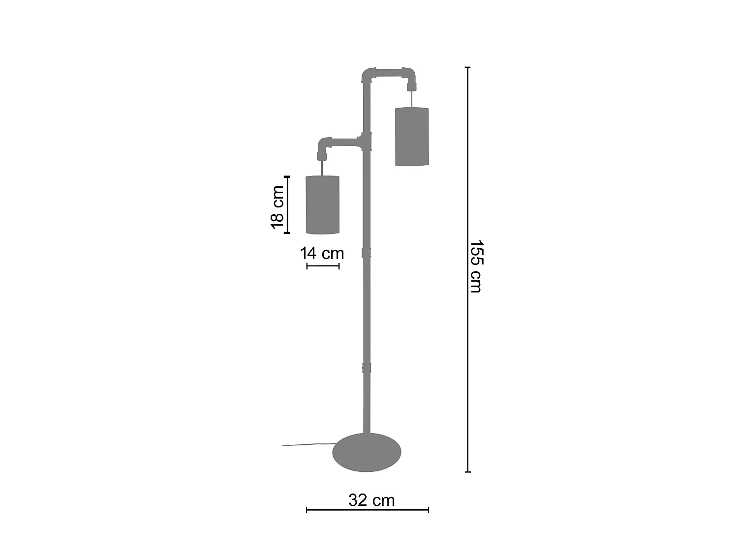 Lampadaire TOSEL ,métal,Noir ,H155xD32xP32cm