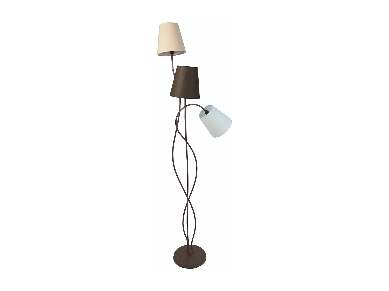 Lampadaire 3 bras métal marron 153 cm.