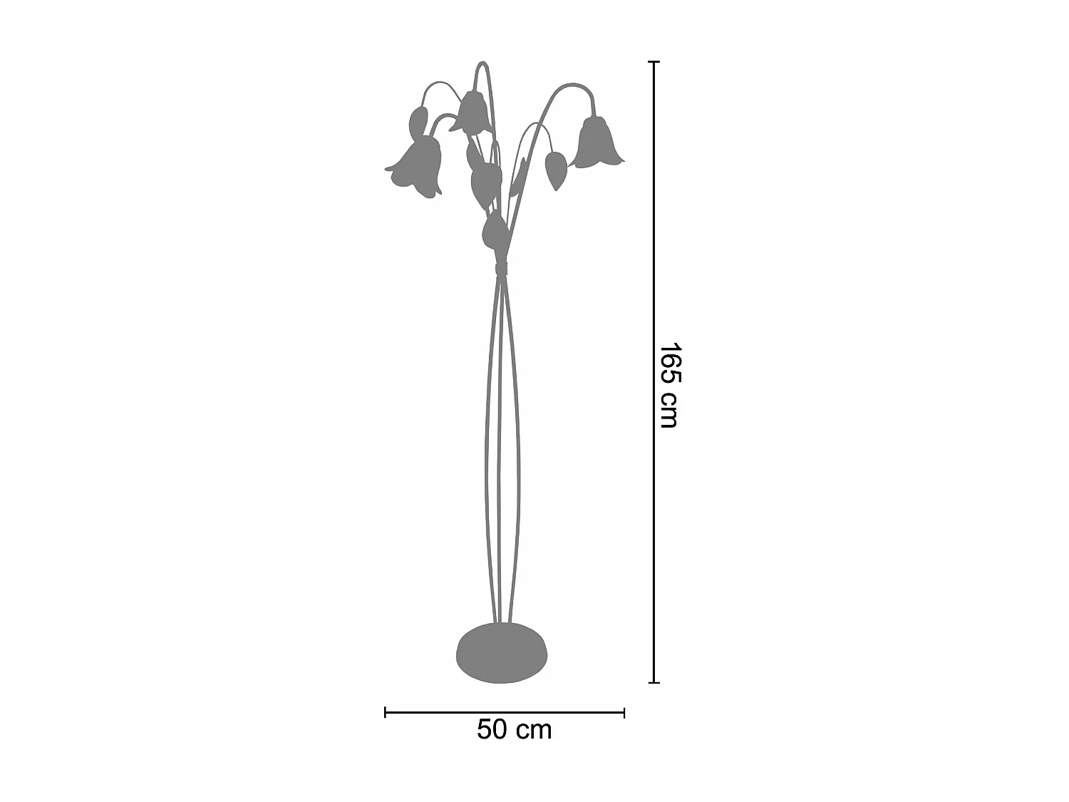 Lampadaire 3 bras métal taupe 160 cm.