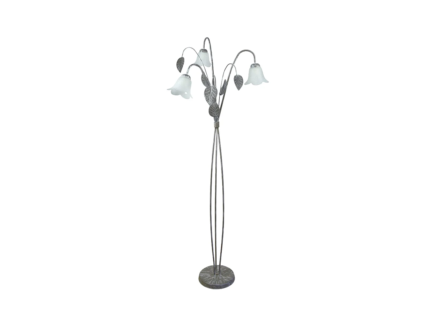 Lampadaire 3 bras métal taupe 160 cm.