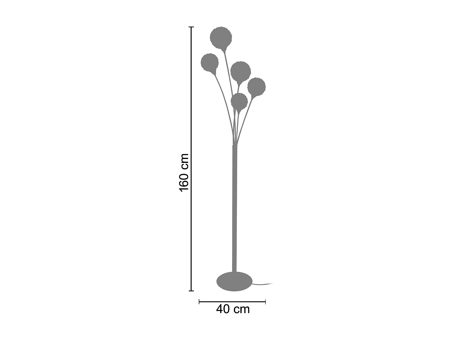 Lampadaire 5 bras métal  aluminium 160 cm.