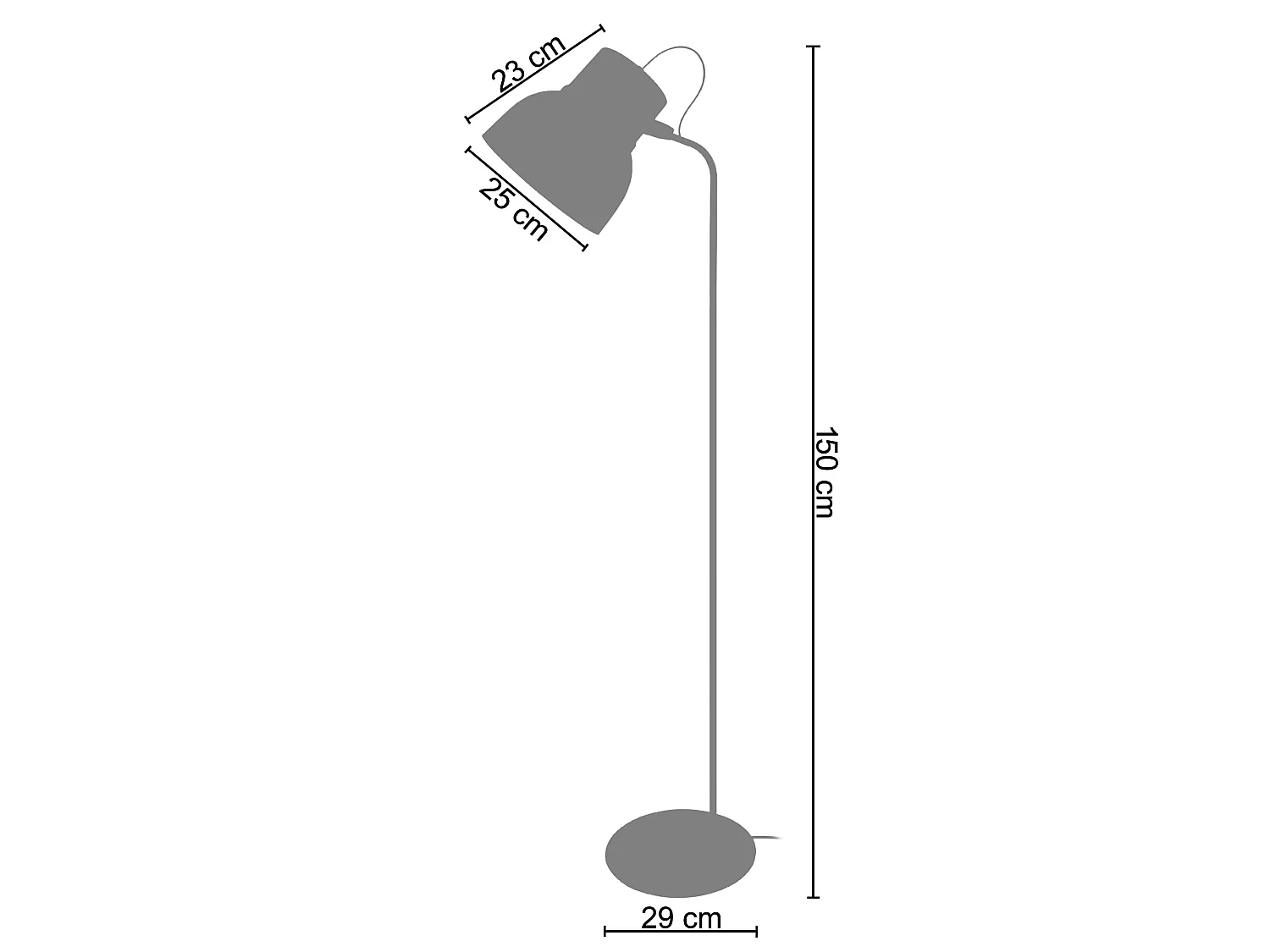 Lampadaire articulé métal  noir150 cm.