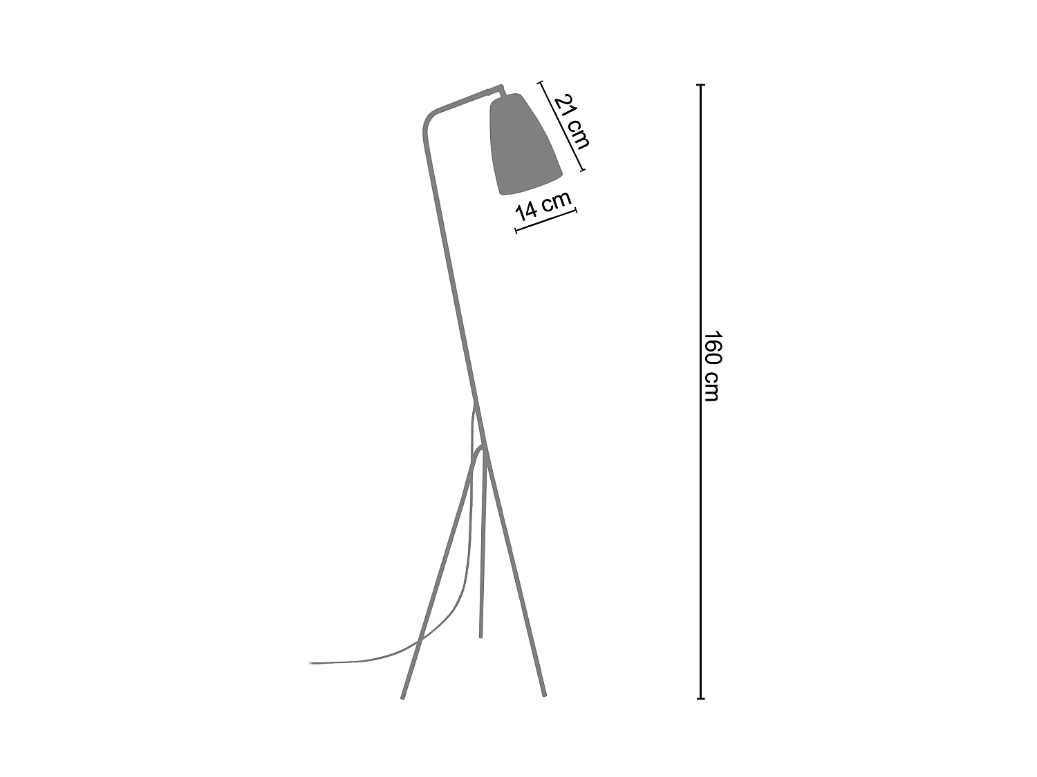 Lampadaire articulé métal  orange 160 cm.