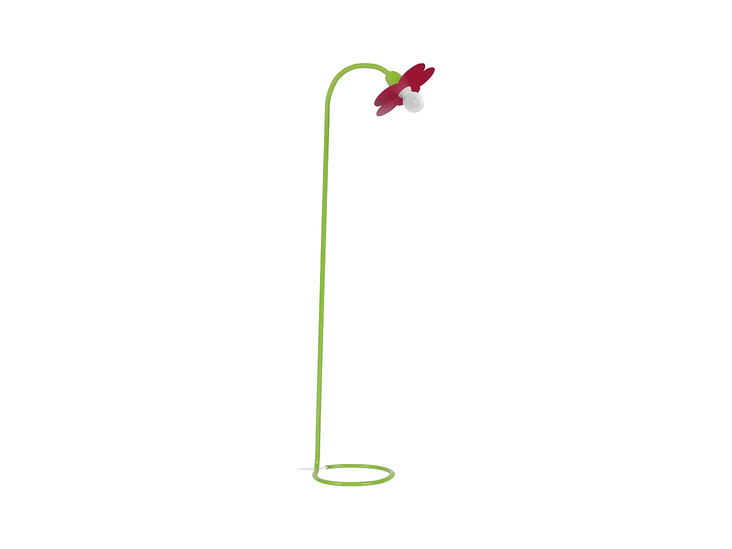Lampadaire arqué métal  vert, rouge 155 cm.