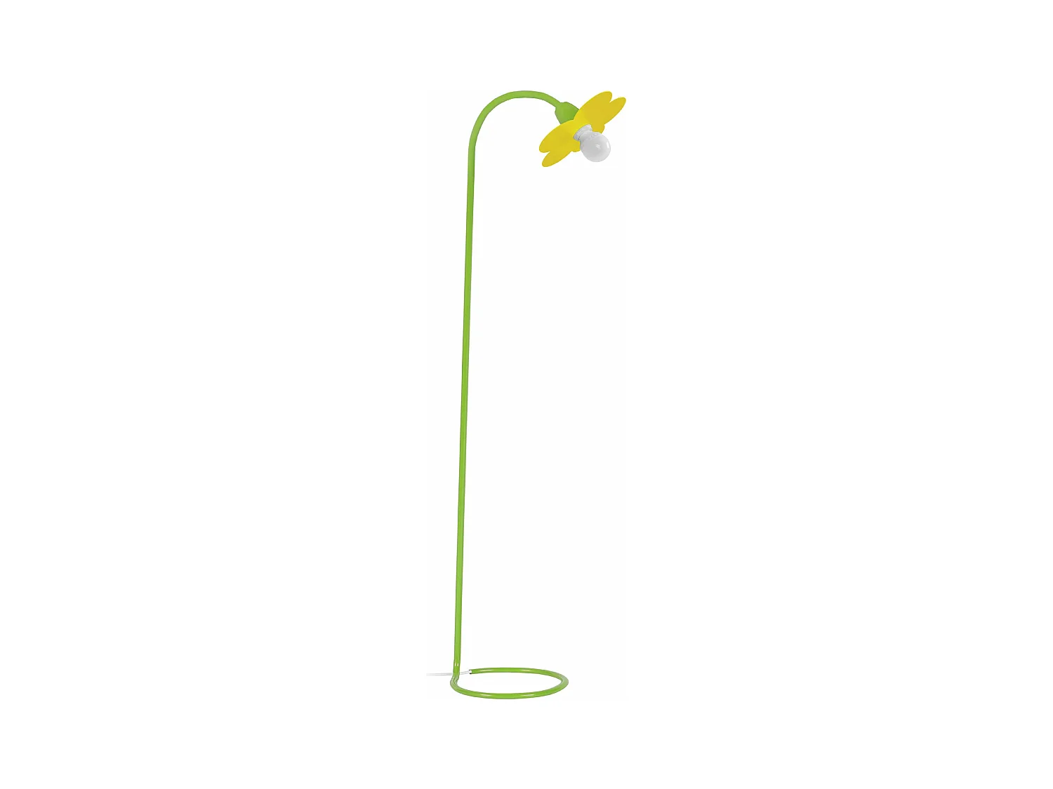 Lampadaire arqué métal  vert, jaune 155 cm.
