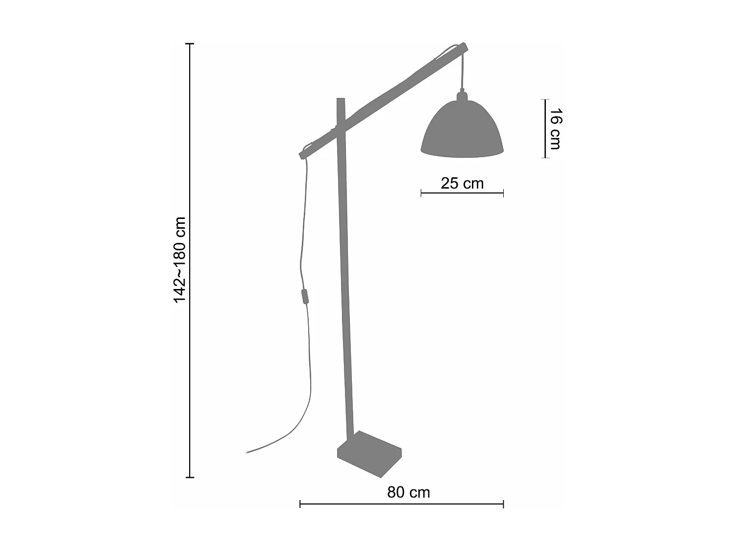 Candeeiro de Pé TOSEL KALMAR tecido coluna branco D40 x  H155  cm