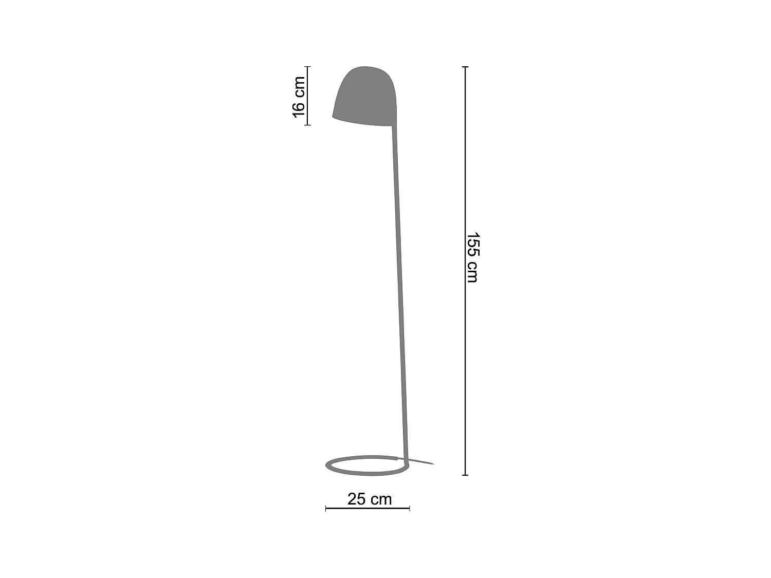 Lampadaire pied rond articulé métal  gris 155 cm.