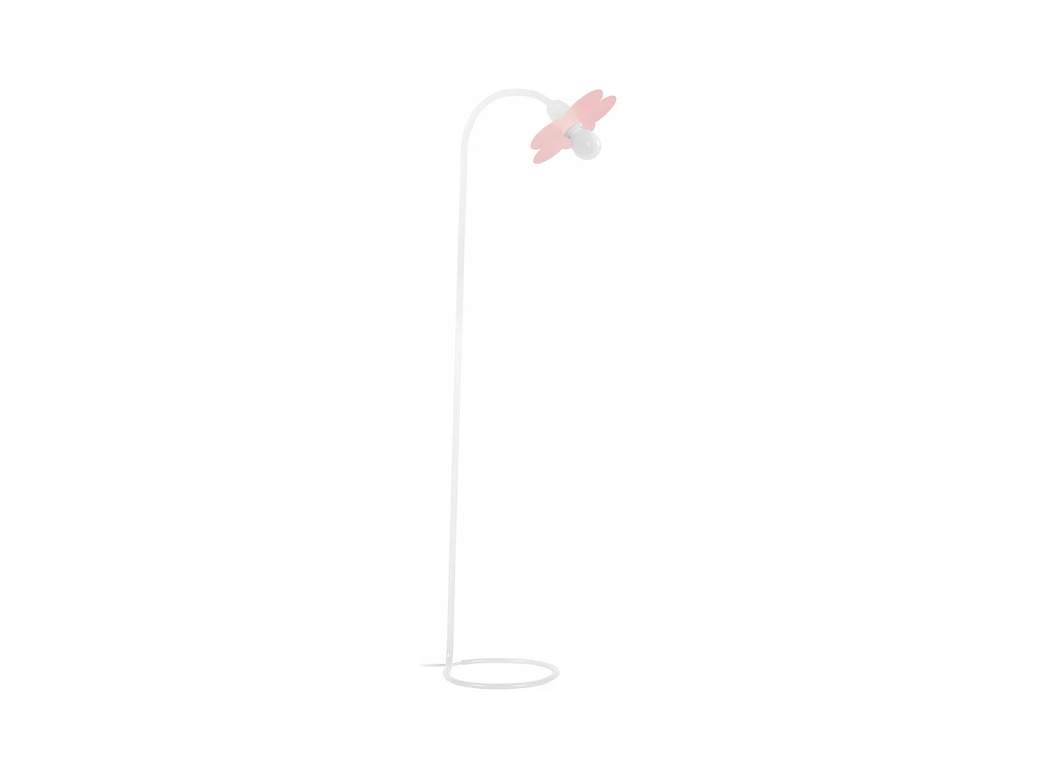 Lampadaire arqué métal  blanc, rose 155 cm.