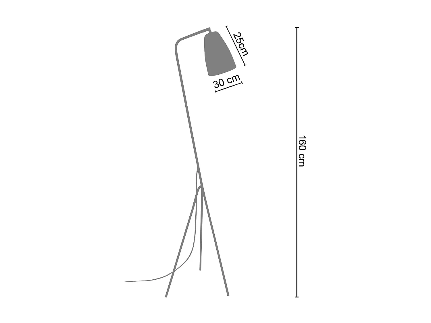Lampadaire articulé métal 160 cm.