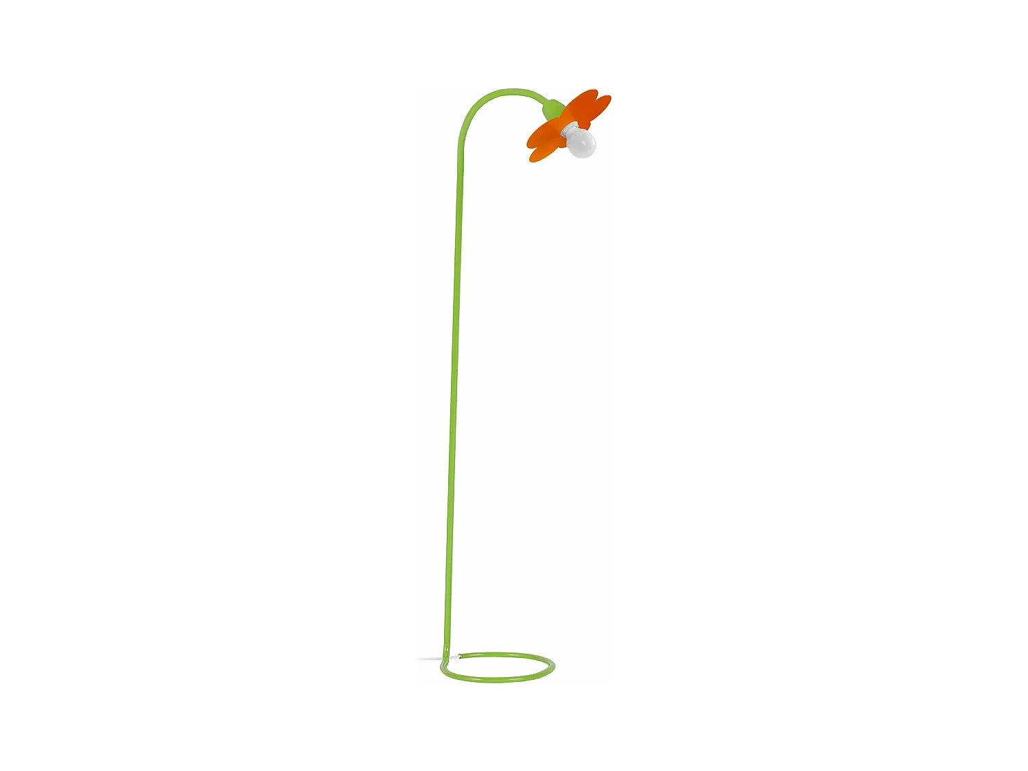 Lampadaire arqué métal  vert, orange 155 cm.