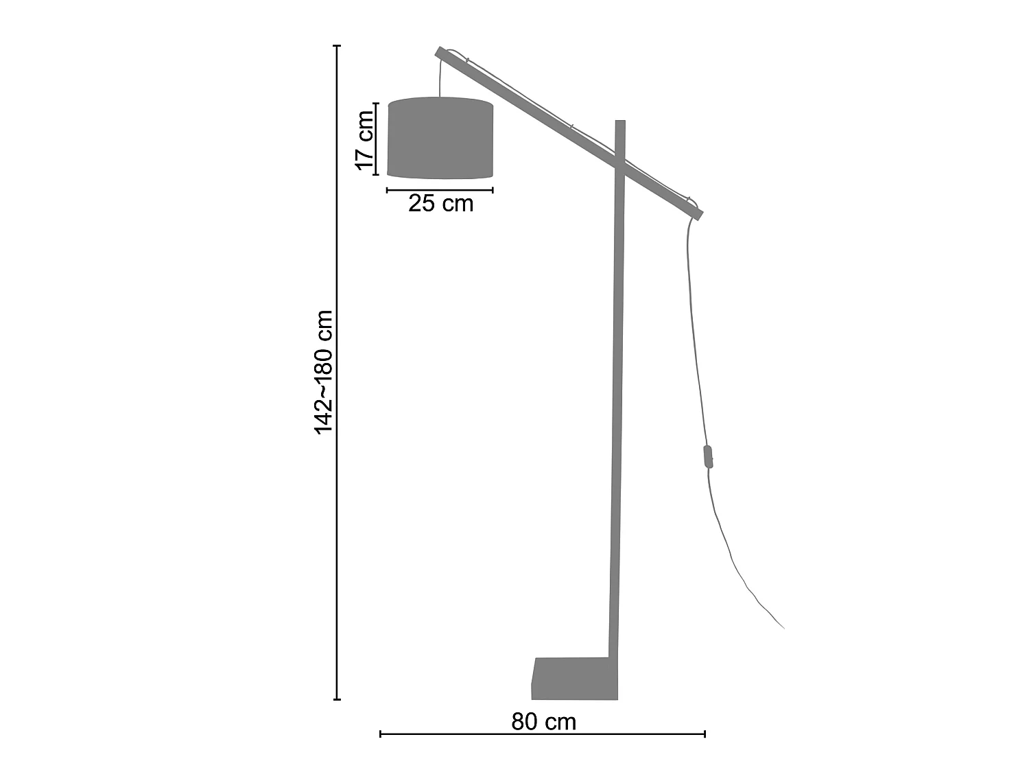 Lampadaire de Bureau TOSEL ,bois,naturel,H180xD25xP80 cm