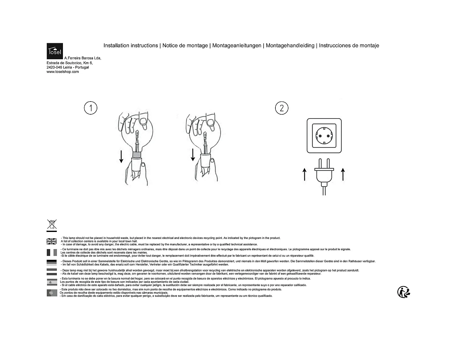 Candeeiro de Pé TOSEL TIAGO metal tripé castanho D40 x  H165  cm