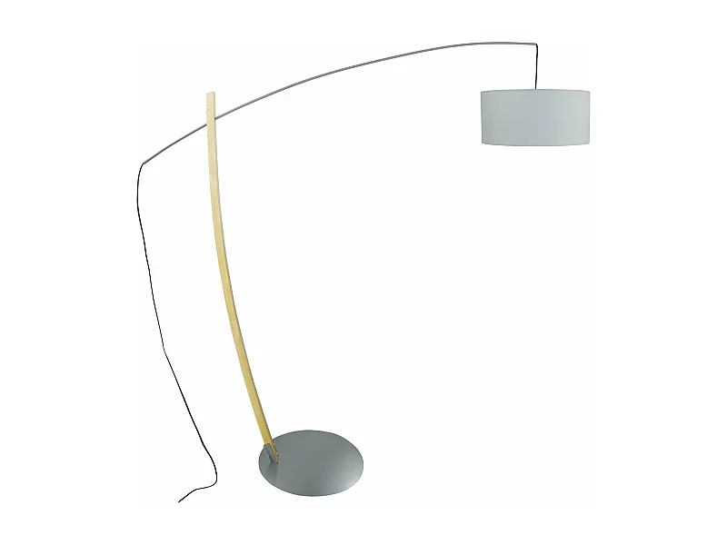 Lampadaire arqué bois  naturel gris 190 cm.