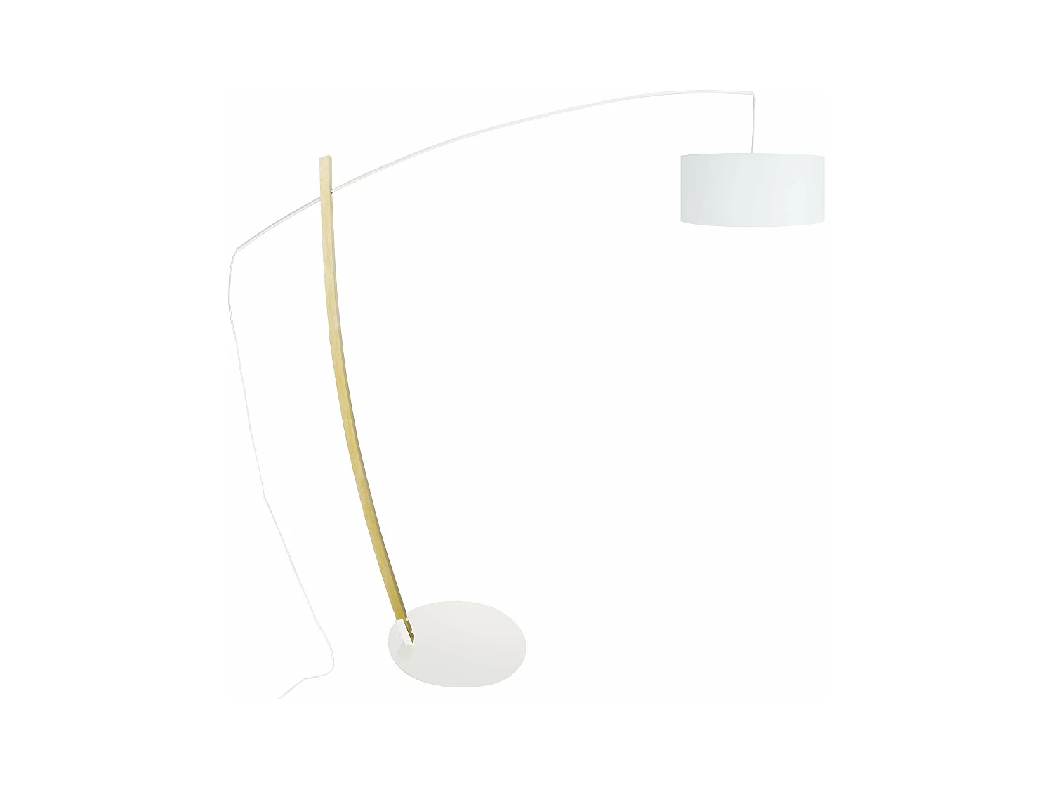 Lampadaire arqué bois  naturel noir, 190 cm.
