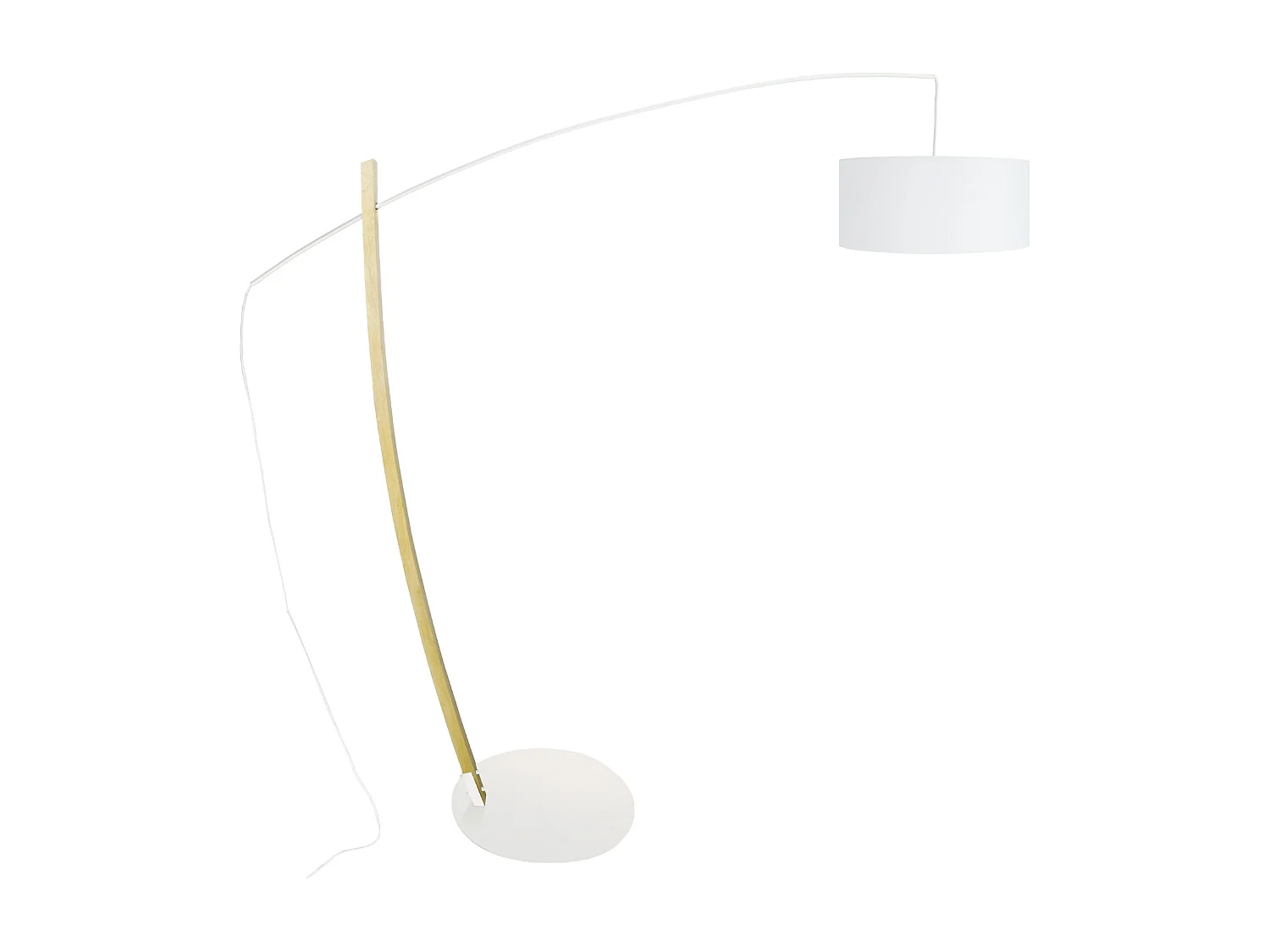 Lampadaire arqué bois  naturel noir, 190 cm.