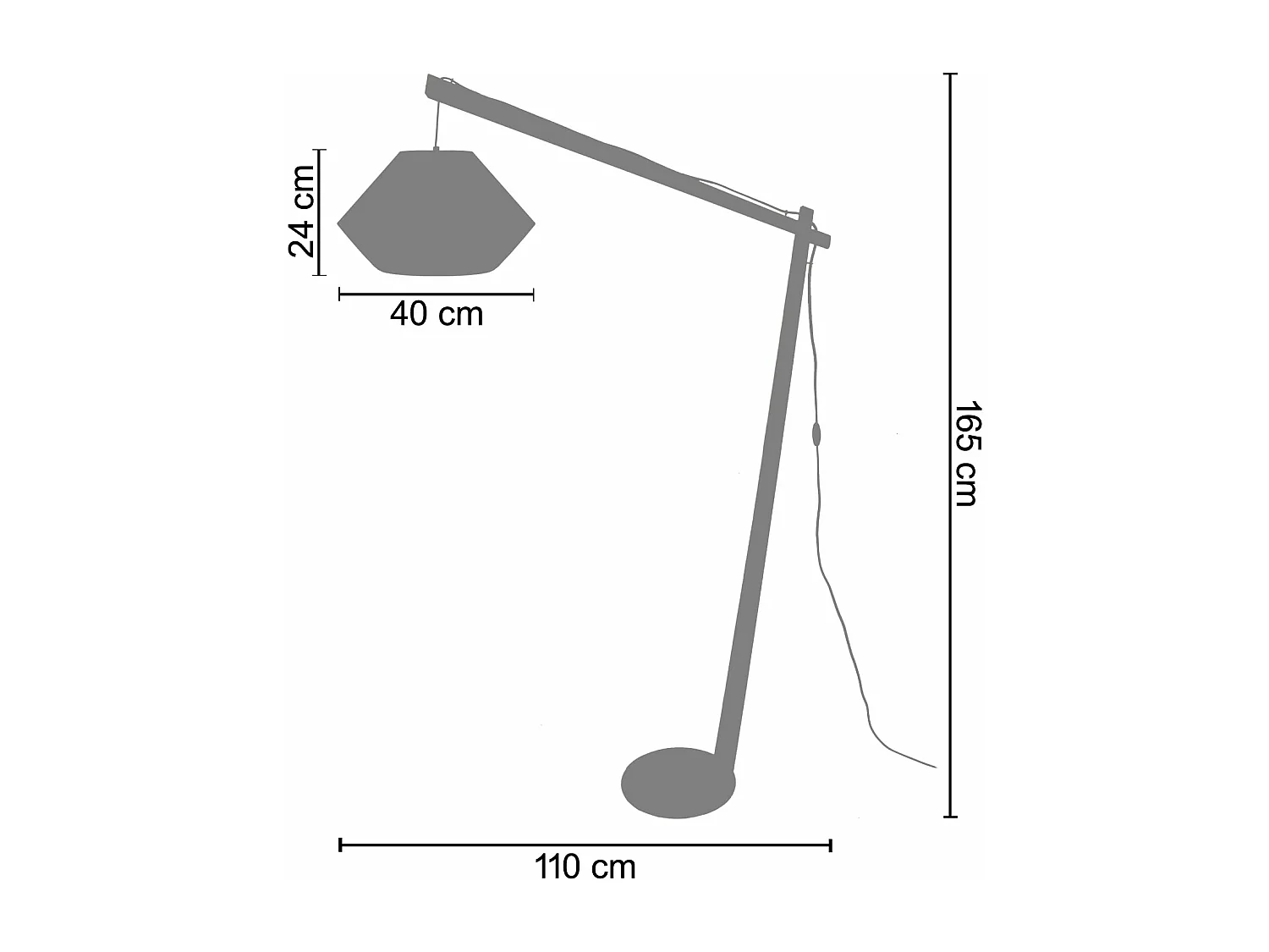 Candeeiro de Pé TOSEL ALFENA ARC tecido arqueado laranja D30 x  H190  cm