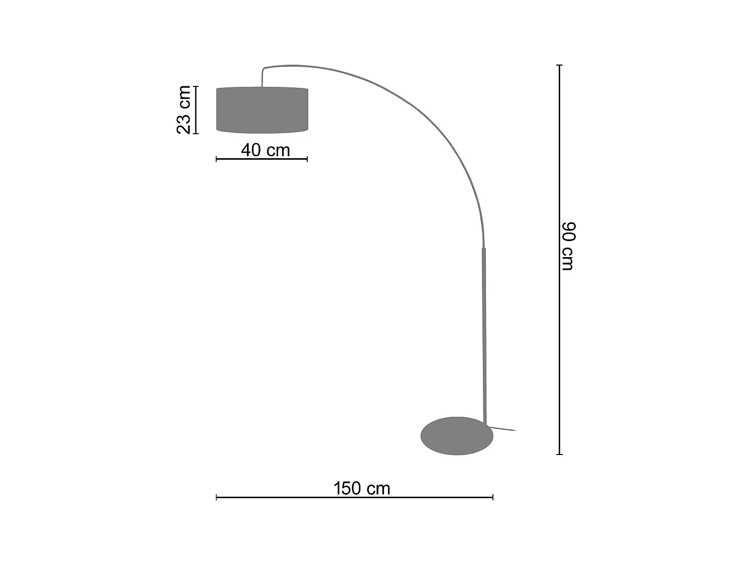 Lampadaire TOSEL ,métal,Noir , H 190xD150x P 40cm